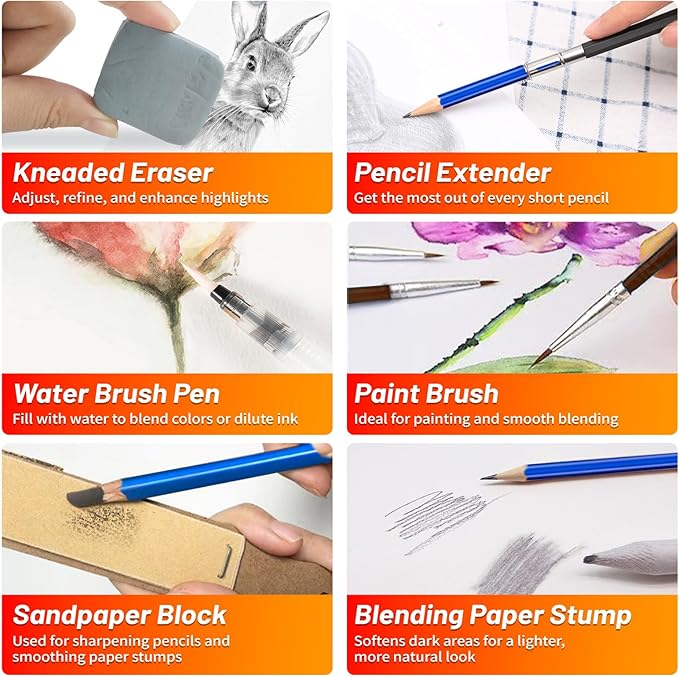 141 PCS Art Supplies Sketching Kit Pro Max, Drawing Pencils with Sketchbook, Coloring Book, Colored Graphite Charcoal Watercolor & Metallic Pencils, Drawing Supplies Gifts for Artists Adults Kids