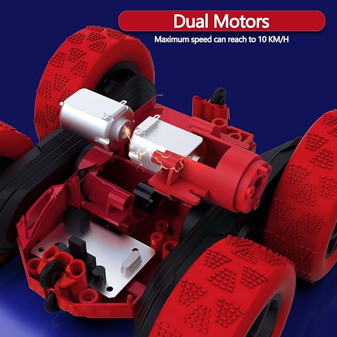 RC Stunt Car for Kids Ages 6–12, 360° Rotating Remote Control Car with LED Lights, 4WD Electric Toy Vehicle, USB Rechargeable, Perfect Birthday, Holiday for Boys & Girls