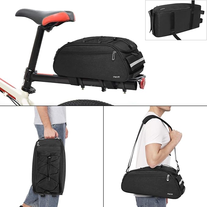 MOSISO Bike Rack Bag, Waterproof Bicycle Trunk Pannier Rear Seat Pouch Cycling Bike Carrier Backseat Storage Luggage Saddle Shoulder Bag