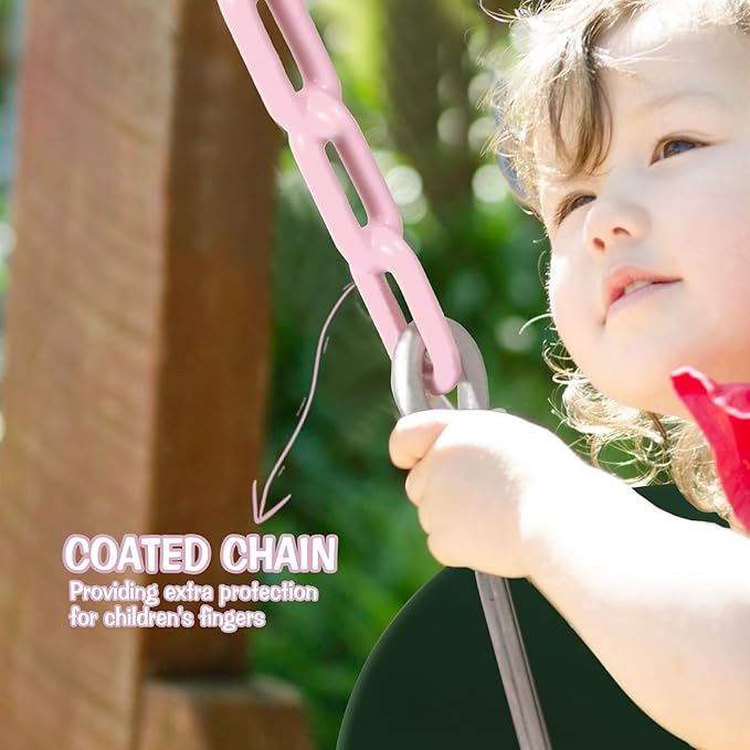 RedSwing High Back Toddler Bucket Swing Seat with Coated Chains, Heavy Duty Kids Swing Set Accessory Tree Straps Included for Outside, Playground, Backyard, Pink