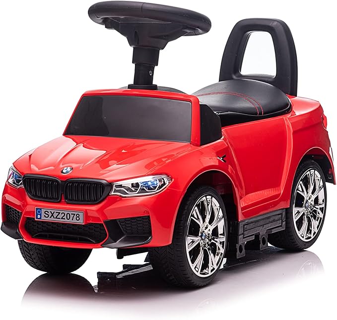 Best Ride On Cars BMW 4 in 1 Battery Powered Push Car, Red, Large