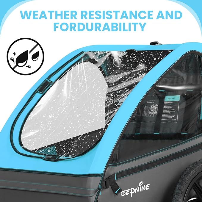 Sepnine Kids Bike Trailer, Suitable for 1 to 2 Kids, 12+ Months, Quick Attach to Bike, Foldable, with 5-Point Harness and Storage Bags