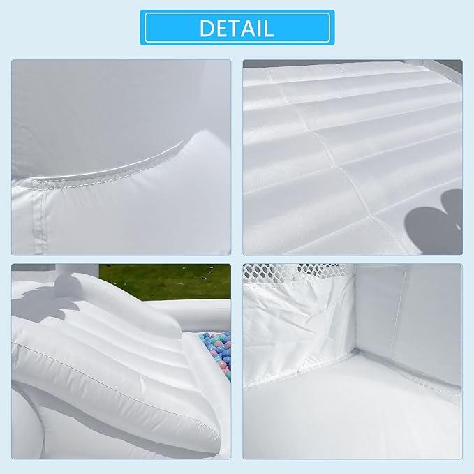 Inflatable White Bounce House Professional Jumping Bouncy Castle Bouncer for Wedding Party with Carrying Bag Repair kit (Premium 840D Oxford Cloth 13 * 8.2 * 8.2 ft)