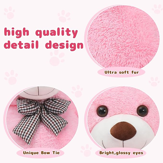MaoGoLan Giant Pink Teddy Bear 55 inch Life Size Big Bear Large Stuffed Animals for Girlfriend