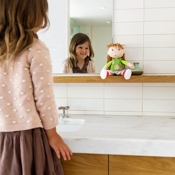 HABA 12" Soft Baby Doll Hedda with Brown Hair, Blue Eyes & Embroidered Face, Washable Toddler Doll for 18 Months+