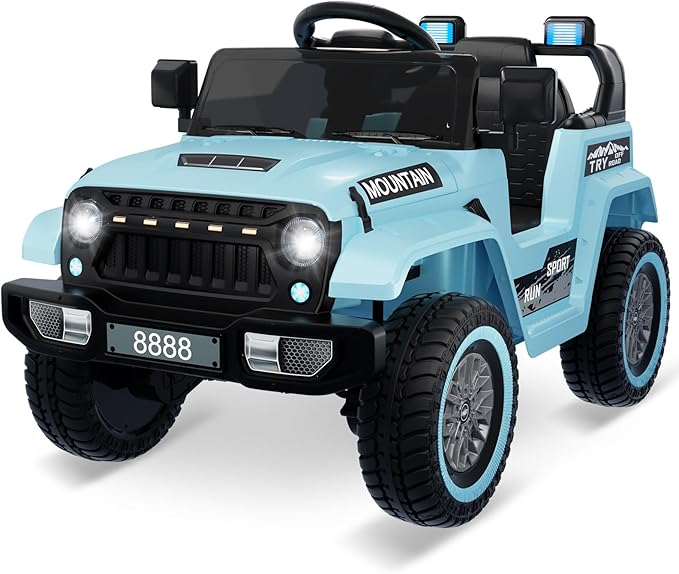 12V Kids Ride-on Truck with Parent Remote Control,All-Terrain Electric Car with Twin 35w Motors, 3 Speeds & Spring Suspension,LED Lights for Fun Night Drives,Ideal Gift for Boys & Girls