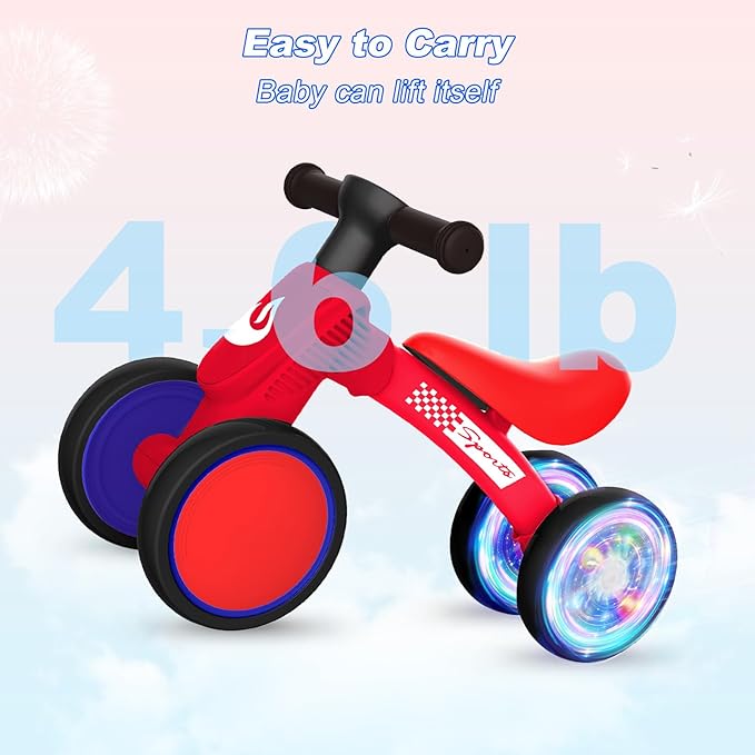 Colorful Lighting Baby Balance Bike Toys for 1 Year Old Boy Girl Gifts, 10-36 Month Toddler Balance Bike, No Pedal 4 Silence Wheels & Soft Seat First Bike, One Year Old Boy Girl Birthday Gifts.