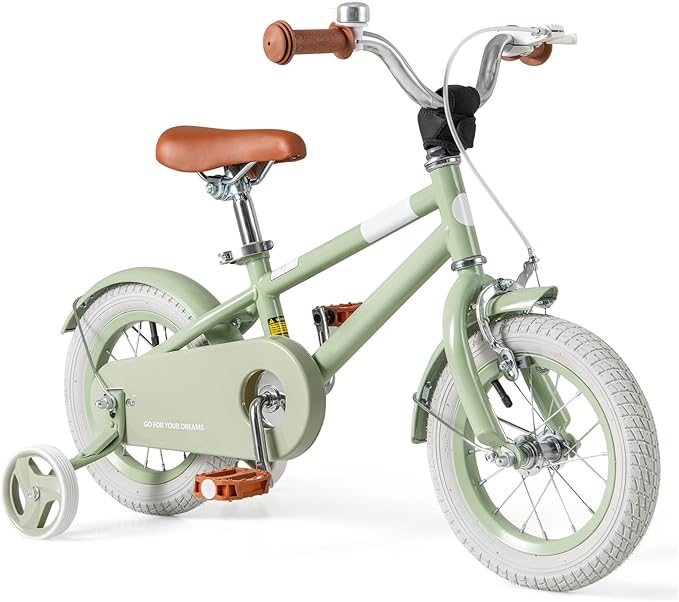 BABY JOY Colorful Macarons Kids Bike, 12 14 16 18 Inch Sporty Children's Bicycle with Training Wheels, Adjustable Handlebar & Saddle, Handbrake & Coaster Brake, Boys Girls Bike for 3-8 Years Old