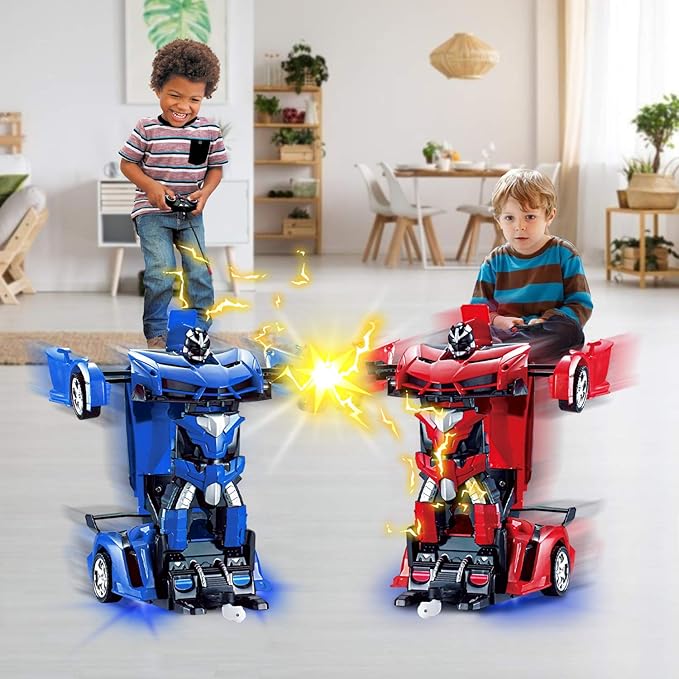 AMENON Remote Control Car - Transform Robot Toys for Boys Teens, Rechargeable RC Car with Lights, 2.4Ghz RC Car 1:18 Rechargeable 360° Rotating Race Transform Car Birthday Gifts Party Favors for Kids