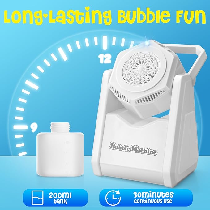 Bubble Machine for Kids, Automatic Bubbles Blower Maker Outdoor Outside Toys for Toddlers Age, Toys for 3 4 5 6 7 8 Years Old Boys Girls, Gift for Party Wedding Birthday