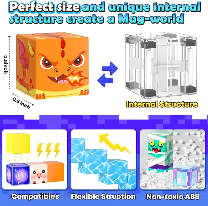 150PCS Magnetic Blocks Toys, Build Mine Magnet World Set, Magnetic Tiles Building for Boys & Girls Age 4-8 5-7, STEM Montessori Sensory Toys for Toddlers Kids Gifts