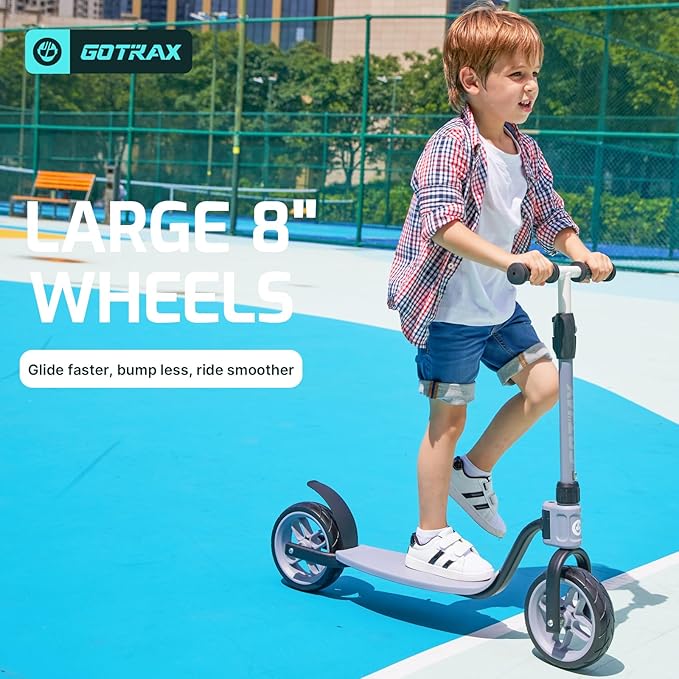 Gotrax KS8 Kick Scooter for Kids 5+, Large 8" Wheels and Height Adjustable Handlebar, Sturdy Wide Deck & Rear Brake, Detachable for Easy Storage, 2 Wheels Scooter for Kids, Teens, Gift for Boy & Girl
