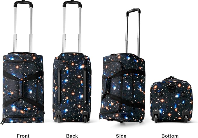 Choco Mocha Boys Galaxy Suitcase with Wheels Kids Black Rolling Duffle Bag for Camping Teen Boys Toddler Luggage Bag for Travel, 22inch