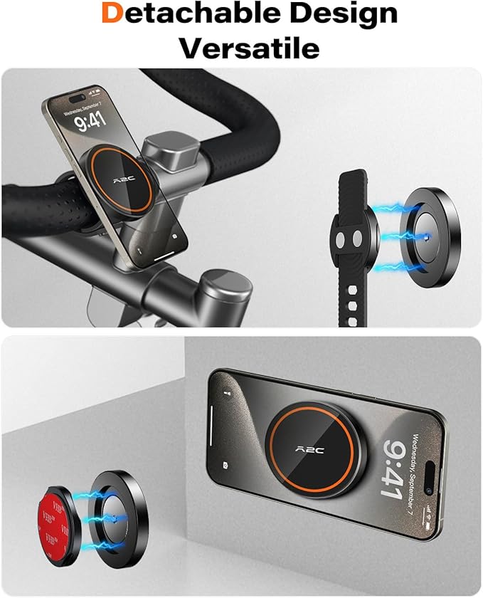 A2C Gym Fitness Phone Mount for MagSafe - 17 N52 Strong Magnets Stable and Secure Phone Mount with Adjustable Strap, Compatible with Gym Equipment, Stroller, Shopping Cart, Exercise Bikes