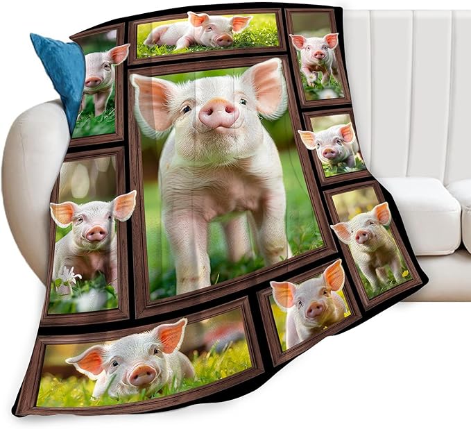 Pig Blanket Pig Gifts for Lovers Throw Blanket Stuff Cozy Plush Fleece Flannel Animal Blankets for Girls Boys Women Men 60"X50"