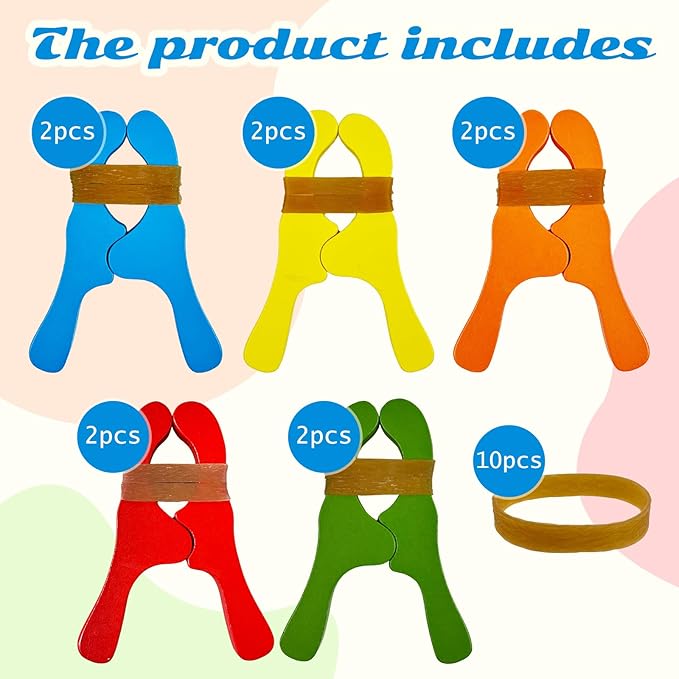 10 PCS Colorful Wooden Play Clips Set - Montessori & Waldorf Fort Building Kit for Children with Handmade Giant Clips. Perfect for Kindergarten, Home, School & Playgrounds