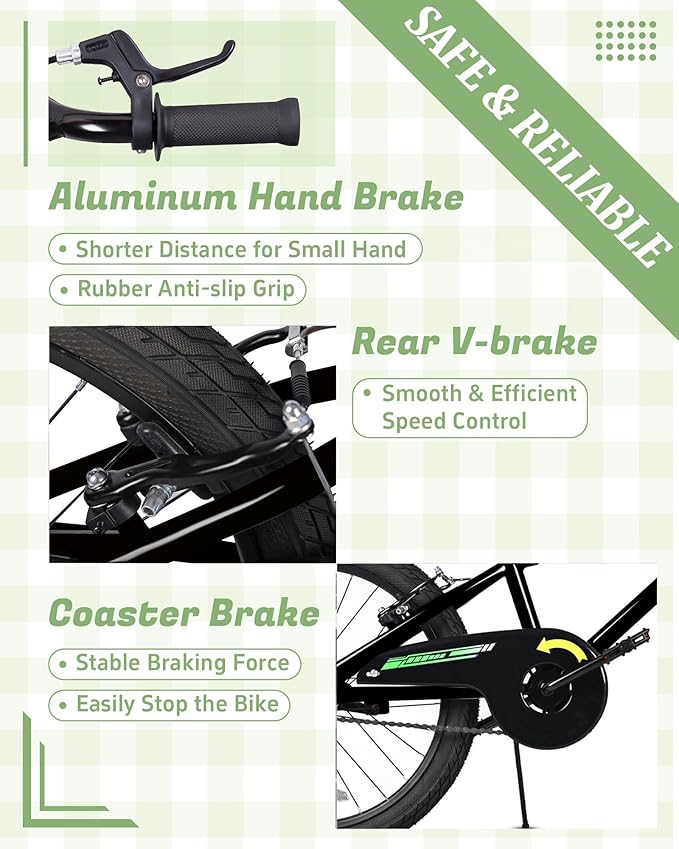 12 14 16 20 Inch Kids Bike BMX Style Bicycle with Training Wheels for 2-14 Years Old Toddlers Boys Girls Coaster Brake Multiple Colors