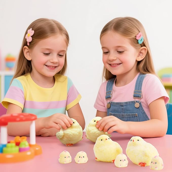 6Pcs Big Taba Squishy Fidget Toys-3.15in, Handmade Ultra Soft Chick Taba Squishy Kit, Cute Fidget Toys Silicone Squeeze Toys for Kids & Adults Stress Relief（Chicken）