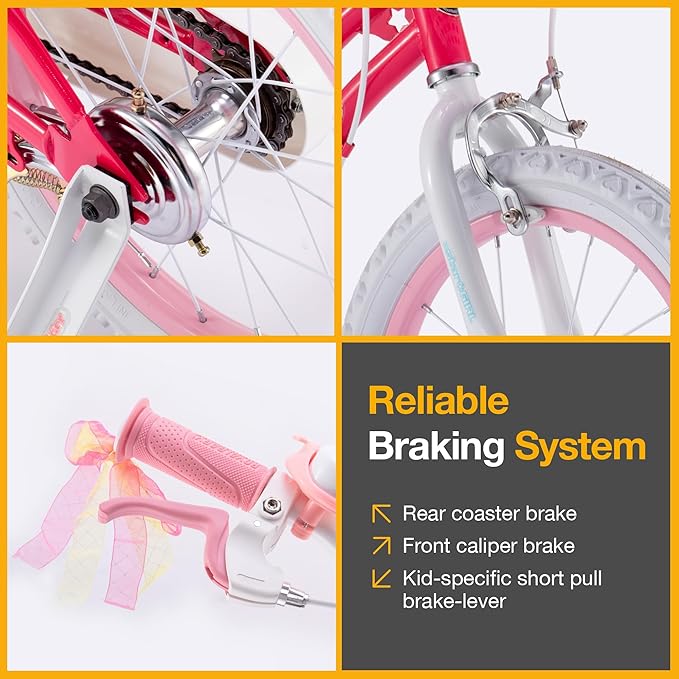 RoyalBaby Girls Bike Classic & EZ Kids Bike, Balance and Pedal Bicycle, 12 14 16 18 20 Inch Toddlers to Big Kids 3-10 Years