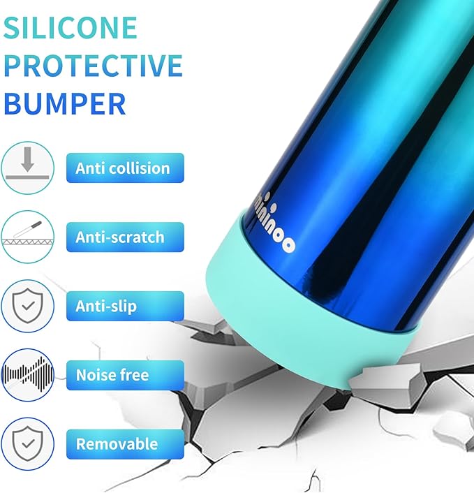 Mininoo Boys Water Bottle for School, 16oz Stainless Steel Insulated Metal Water Bottle with Straw Lid for Boys