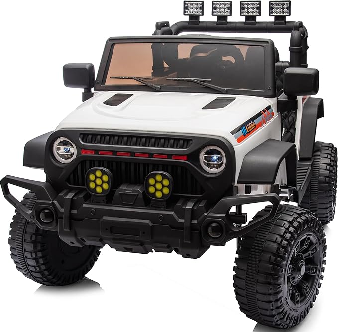 12V Ride on Electric Car, Kids Ride on Toy Truck for Toddlers 3-5 w/Remote Control, 3 Speeds - White