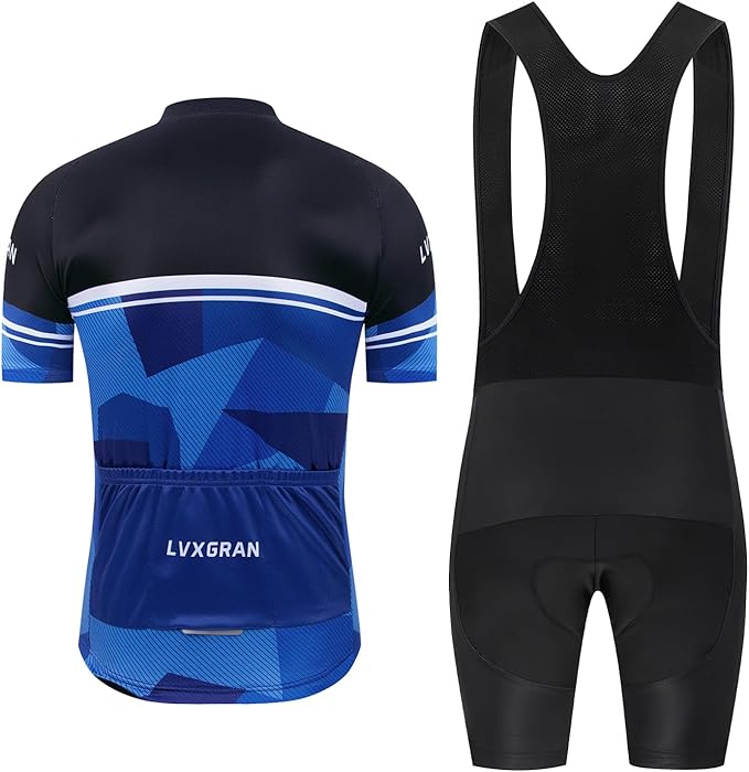 Men's Cycling Jersey Sets Road Bike Jersey Bibs + Shorts with 20D Gel Pad MTB Riding Clothing Kit