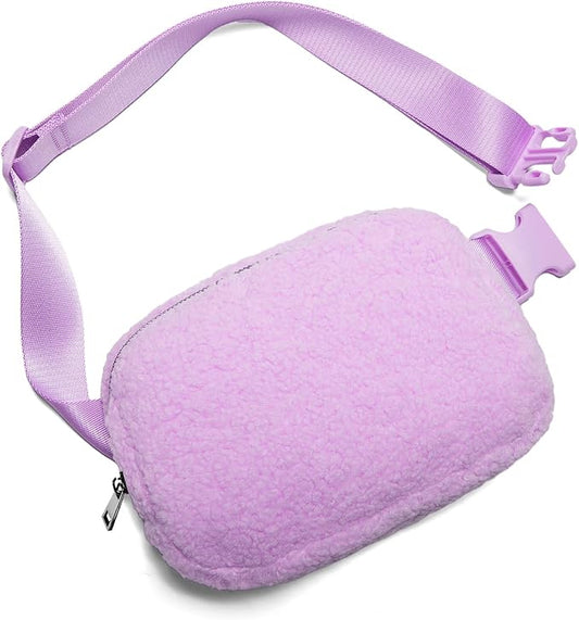 Gitus Fleece Belt Bag Sherpa Fanny Pack Crossbody Bags for Women Fashion Waist Packs with Adjustable Strap for Gym Travel Hiking Running Trending Gifts for Teen Girls Women Men (Lavender)