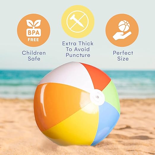Top Race 25 Pack Mini Beach Balls Bulk Pack - 6 Inch Inflatable Rainbow Beach Balls for Kids - Ideal Pool Toys, Centerpieces for Tables, Lake Toys, Theme Party Decorations