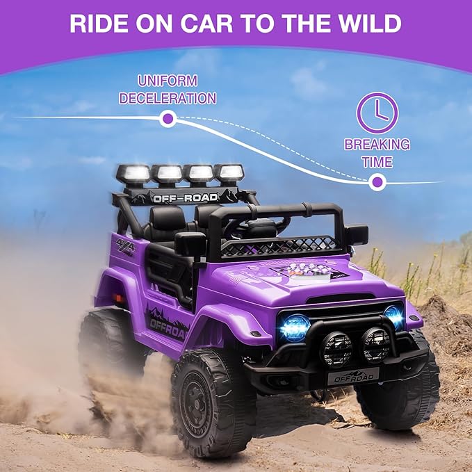 Ride On Truck Car 12V, Electric Vehicle w/Remote Control, 3 Speeds, LED Lights, Music, Spring Suspension, Ride on Car for Kids