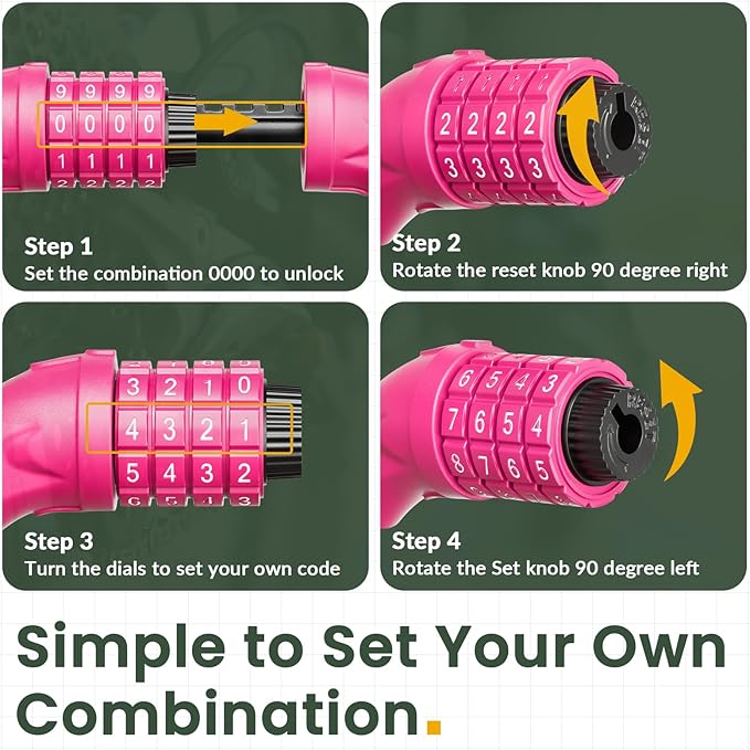 Titanker Bike Lock, Bicycle Lock 4 Feet Cable Lock 1/2 Inch Resettable Bike Lock Combination with Mounting Bracket, Bike Accessories for Bicycle, Electric Scooter, Motorcycle