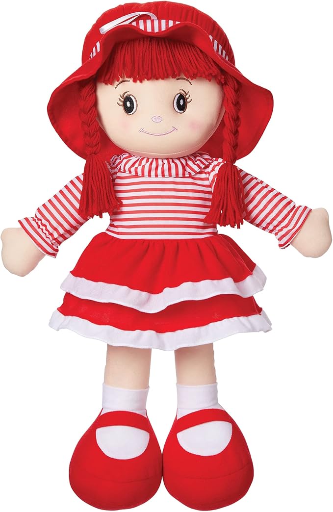 LOVE & HUG Soft Doll, 24 inches, Red Dress with Yarn Hair