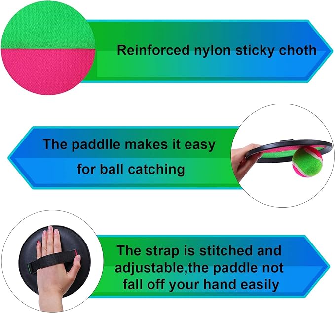 Aneco Toss and Catch Paddle Game Set Disc Paddles and Toss Ball Sport Game with Storage Bag, 6 Paddles and 6 Balls