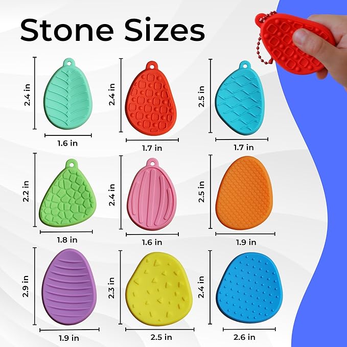 9 Sensory Stone Fidget Toys + Calm Down Corner Supplies, Sensory Toys for Kids with Autism Sensory Products, Fidgets for Classroom, Calming Corner Classroom