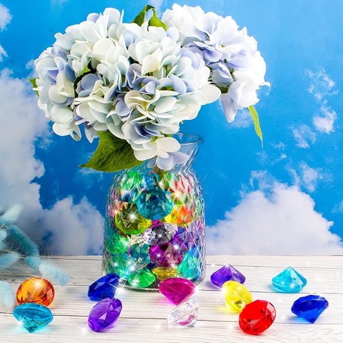 25pcs Diving Gems Pool Toys,1.5in Big Colorful Diamond, Pool Games for Kids, Large Acrylic Gems Dive Toys Pirate Treasure, Pool Jewels Diving Toys