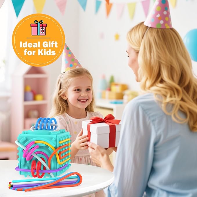 Silicone Sensory Activity Board – Fidget Travel Toys for Kids & Toddler, ADHD Autism Anxiety Relief Items (Blue)