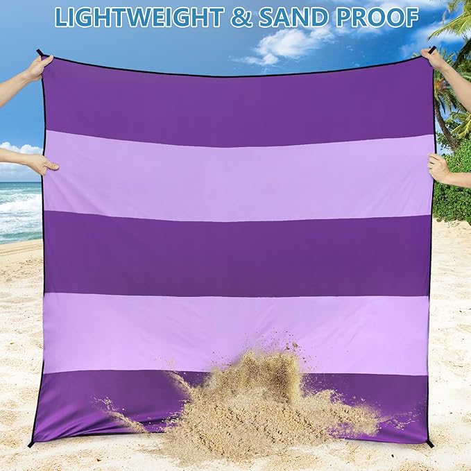 Beach Blanket Waterproof Sandproof Beach Mat 79" X 83"/10'x9'for 2-8 Adults Quick Drying Outdoor Picnic Mat Beach Accessories for Travel, Camping, Hiking