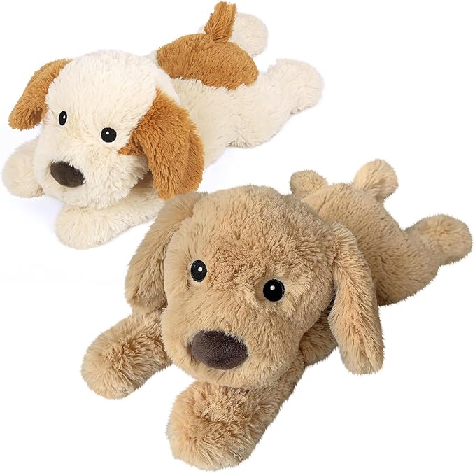 2Pcs Dog Stuffed Animals, Microwavable Stuffed Animal Adorable Fluffy Puppy Plush for Warmth, Heatable Coolable Lavender Scent Dog Plush Toys, Cute Soft Plushies for Kids & Adults Girls Boys Gifts