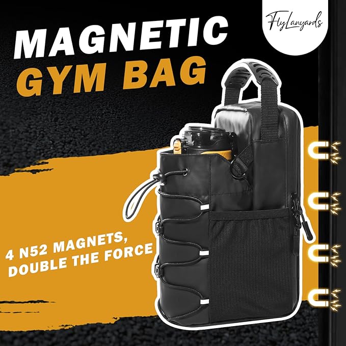 Magnet gym bag for Men and Women,Magnetic Sling Pocket Bottle ，Holds A 40 OZ Mug，Magnetic Water Bottle Holder for GymGym Bag for Gym,Sports, Trave for Cycling(Black)