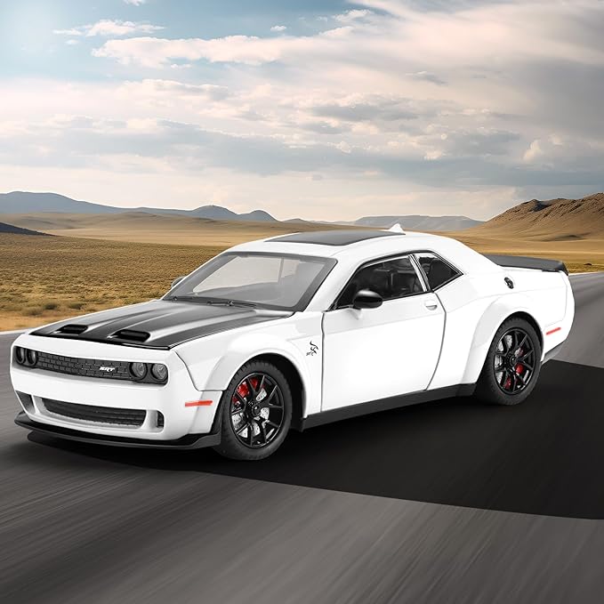 SASBSC Toy Cars for Boys Age 3-12 1:24 Diecast Car Toys Metal Car Model with Light & Sound Collectable Muscle Super Cars for Kids (White)