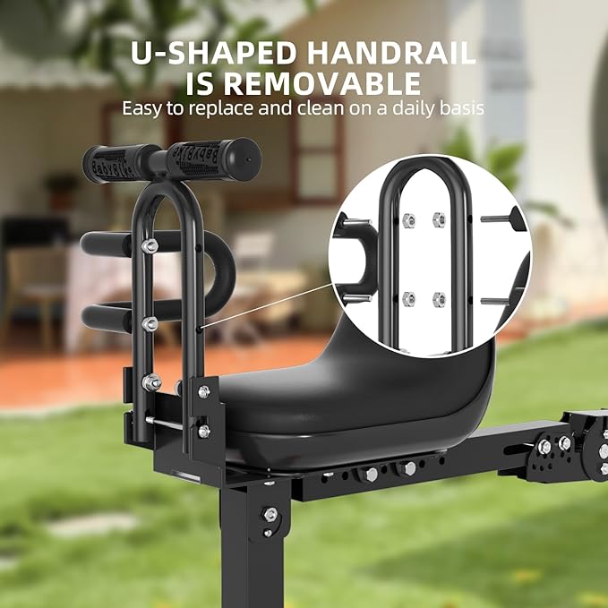 Bike Child Seat,Front Mount Detachable Bicycle Kids Seat, Child Seat with Shock Absorbing Pedal Guardrail，Suitable for Pedal Scooter Motorcycle Bicycle