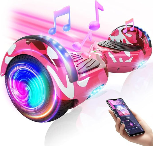 Scooter with Seat Attachment for Kids Adults, 6.5'' 8.5''Balancing Scooter with Bluetooth Speakers & Colorful LED Light with Kart