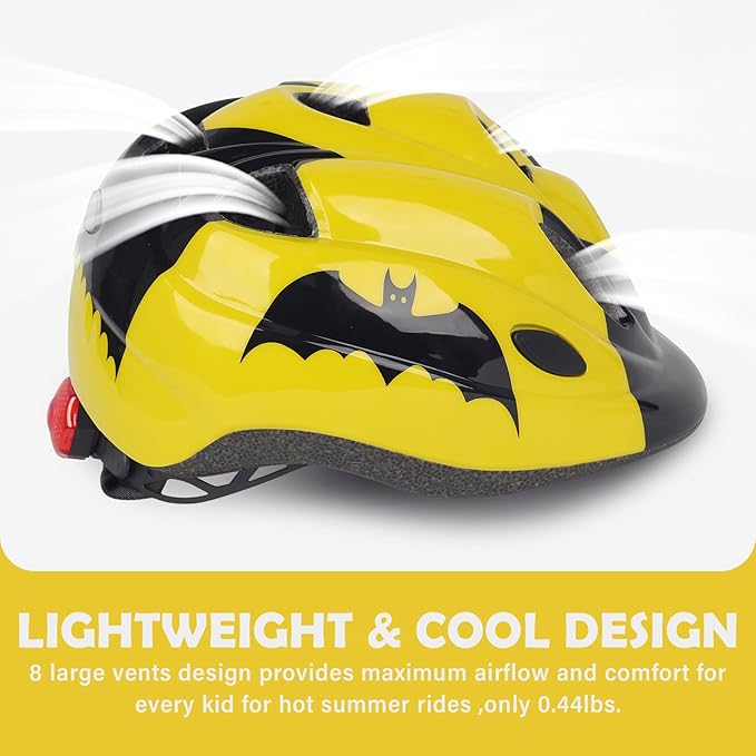 Kids Toddler Bike Helmet, Adjustable Boys Girl Helmets from Baby to Children(Age 1-8), Multi Sports for Bicycle Skate Scooter with LED Light