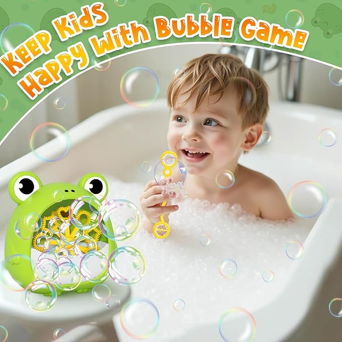 Frog Bubble Machine Toys for Kids 3-8 Years Old: Bubble Blower Maker with 2 Solutions, Outdoor Party Toy, Birthday Gift for 3 4 5 6 7 8 Year Old Girls Boys