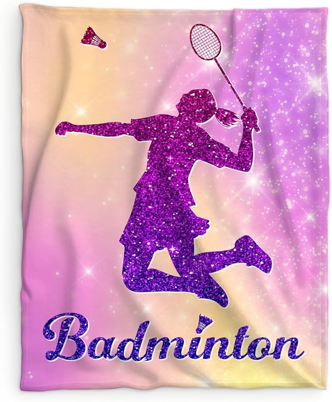 Girls Blanket Gifts- Badminton Throw Blanket for Babies Kids Teens- 40x50 Inches Pink Soft Fuzzy Sport Blankets for Nap Couch Sofa Bed-Cute Badminton Lovers Gifts