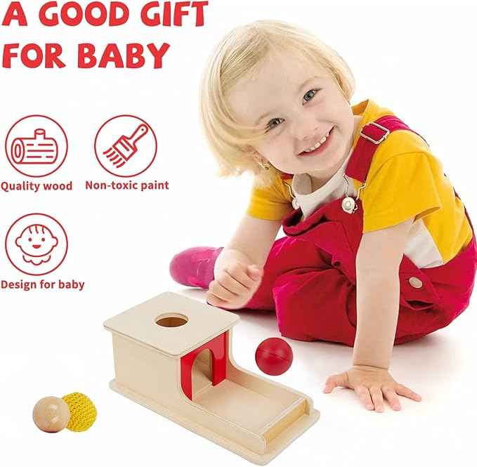 Adena Montessori Wooden Toy for 6-12 Month Baby 3 Balls,Sorting and Stacking Colorful Learning Education Toy for Toddler Kid 1-2 Year Old, Preschool Girl and Boy Gift Full Size Textures