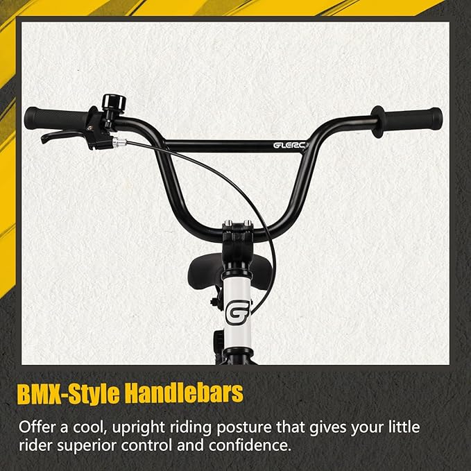 Glerc Kids Bike for Ages 1-8 Years Old, 12-16 Inch BMX Style Kids Bicycle with Training Wheels, Boys Bike for Children and Toddler, Multiple Colors