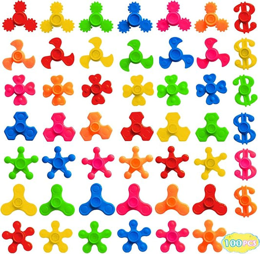 100 Pack Mini Fidget Spinner Toys,Stress Relief Sensory Toys,Birthday Party Favors Gifts for Kids Teens Adults,Christmas Stocking Goodie Bag Stuffers,Treasure Box Toys for Classroom Prizes Supplies
