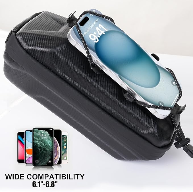 Bike Bags Quick Release Mountain Bicycle Frame Bag Bike Rack Bag with Cell Phone Holder Stabilizer Cell Phone Holder with Rain Cover Bike Rack Bags Bike Accessories