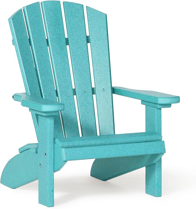 DutchCrafters Poly Kids Adirondack Chair, Outdoor Chair for Kids Ages 3–8, Durable Child-Sized Patio Seating for Camping and Backyard Play - Amish Made in USA (Turquoise)