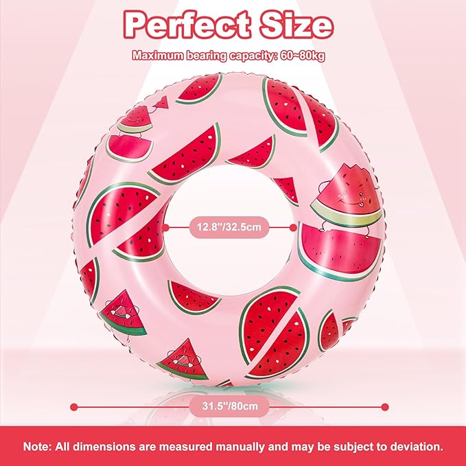 HeySplash Cartoon Swim Ring, Inflatable Durable Round Shaped Flamingo Summer Pool Beach Party Swimming Float Tube, Water Fun Swim Pool Toys with Repair Patch for Adults, 80cm Diameter, Pink